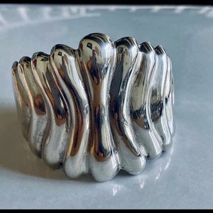 Mexico Sterling Silver Ribbed Vintage Cuff